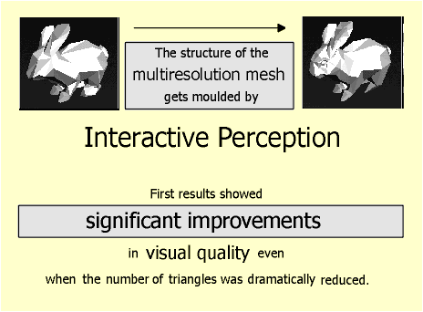 The structure of the multiresolution mesh gets moulded by Interactive Perception. First results showed significant improvements in visual quality even when the number of triangles was dramatically reduced.